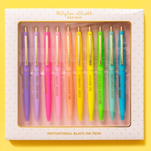Set of 10 Motivational Pens - Be Kind You Got This Work Hard Dream Big Black Ink Pens Set for Women Pen Set Gift Office Decor