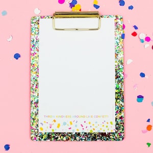 Confetti Clipboard and Notepad - Clipboard for Nurses Teacher Clipboard Gift Glittery Gifts
