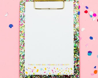 Confetti Clipboard and Notepad - Clipboard for Nurses Teacher Clipboard Gift Glittery Gifts