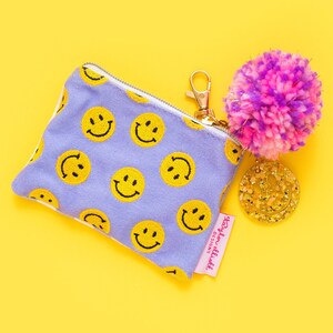 Mini Smiley Cardholder Keychain Pouch - Coin Purse Backpack Accessory Lipstick Holder Tween Gift Idea