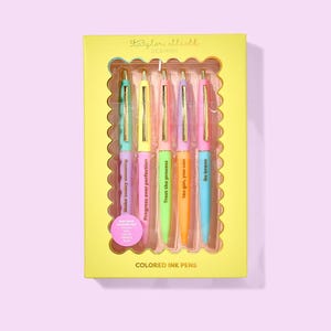 Happy Pen Set - Colored Ink Pen Set Gift Teacher Gift Coworker Gift Cute Desk Accessories Office Decor Stocking Stuffer