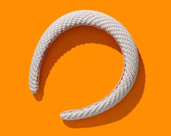 Rattan Headband: White, Lightweight and Breathable - Natural Texture