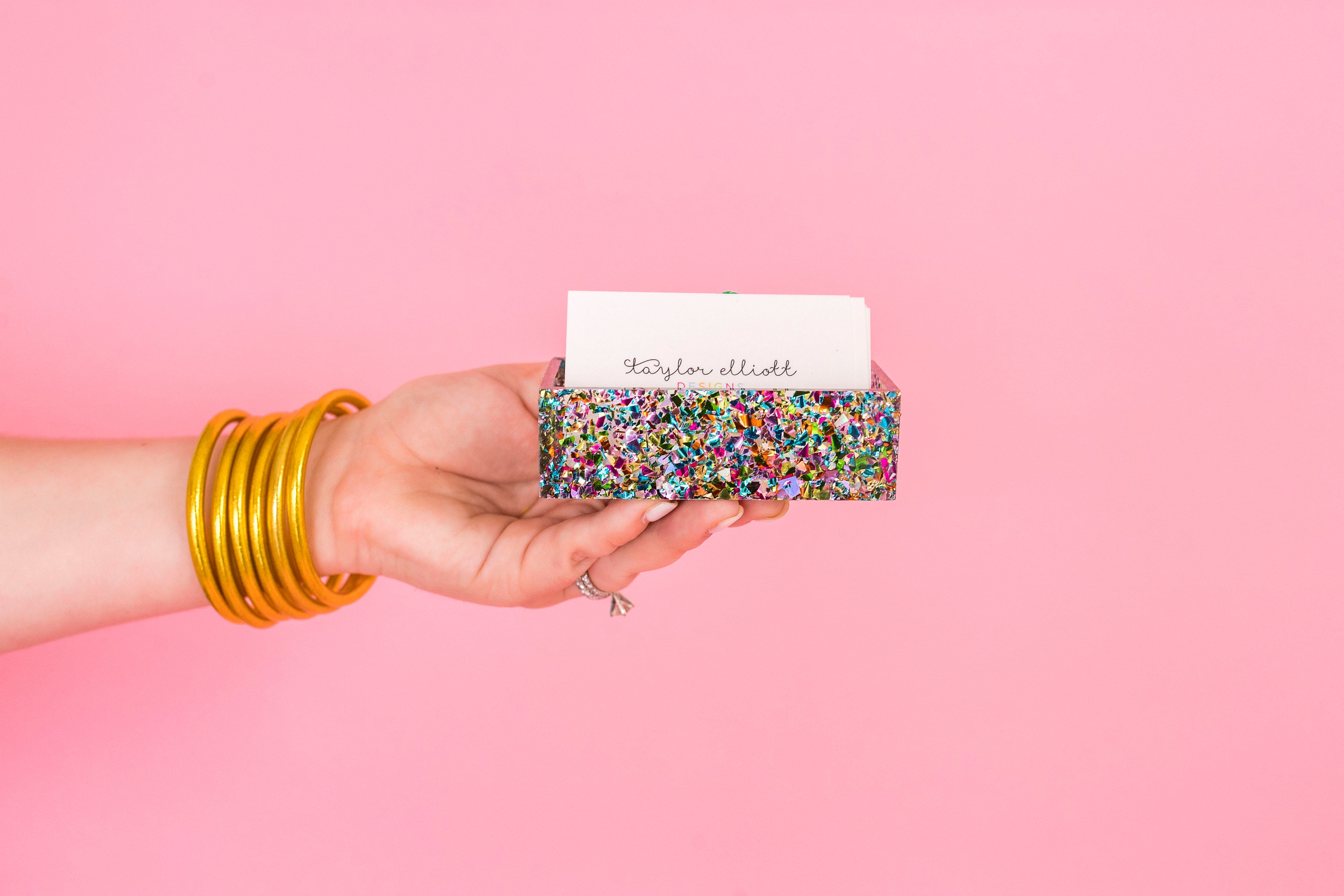 Confetti Acrylic Business Card Holder Cute Desk Accessories Etsy