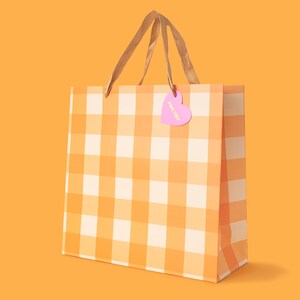 Orange Gingham Gift Bags 3 Sizes Party Favor Bag Christmas Gift Wrap Gift for Mom image 4