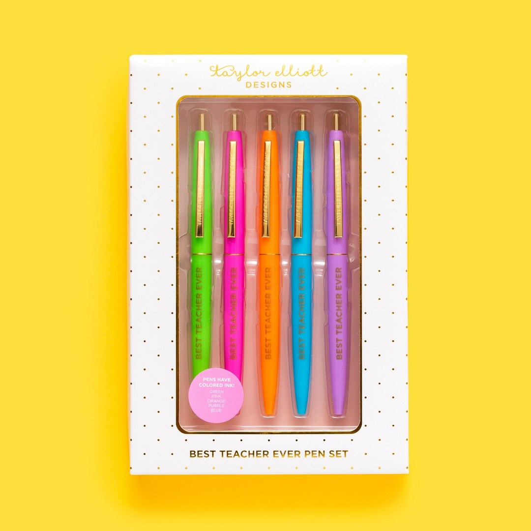 Best Teacher Ever Pen Set Colored Ink Pens Teacher Gifts Christmas Ideas  Teacher Appreciation Gifts Stocking Stuffer Cute Desk Decor 