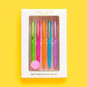 Best Teacher Ever Pen Set Colored Ink Pens Teacher Gifts Christmas Ideas Teacher Appreciation Gifts Stocking Stuffer Cute Desk Decor image 1