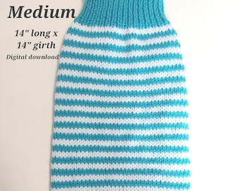 PDF KNITTING PATTERN  Medium (14” long x 14” girth) basic sleeveless dog puppy sweater jumper stripes pattern