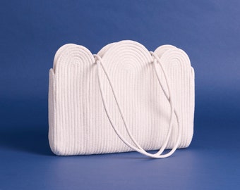 Large Cloud Arch Rope Bag - plain white/cream rope tote