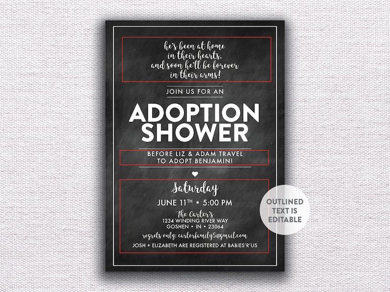 INSTANT DOWNLOAD Adoption Shower Printable Invitation / Adoption Party / Adoption Open House