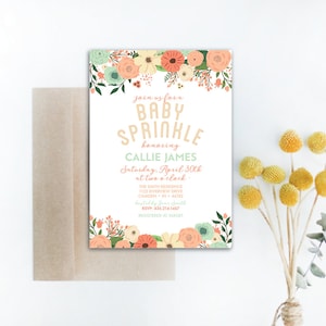 INSTANT DOWNLOAD baby sprinkle invitation / floral sprinkle invite / baby girl sprinkle / floral baby shower / baby sprinkle party