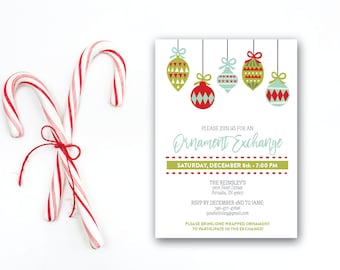 INSTANT DOWNLOAD Christmas party invitation / ornament exchange invite / Holiday party invite / modern invite / 5x7