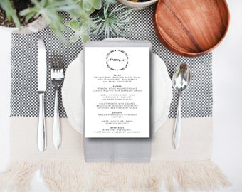 INSTANT DOWNLOAD wedding menu / instant download wedding menu / editable wedding menu / laurel wreath wedding menu