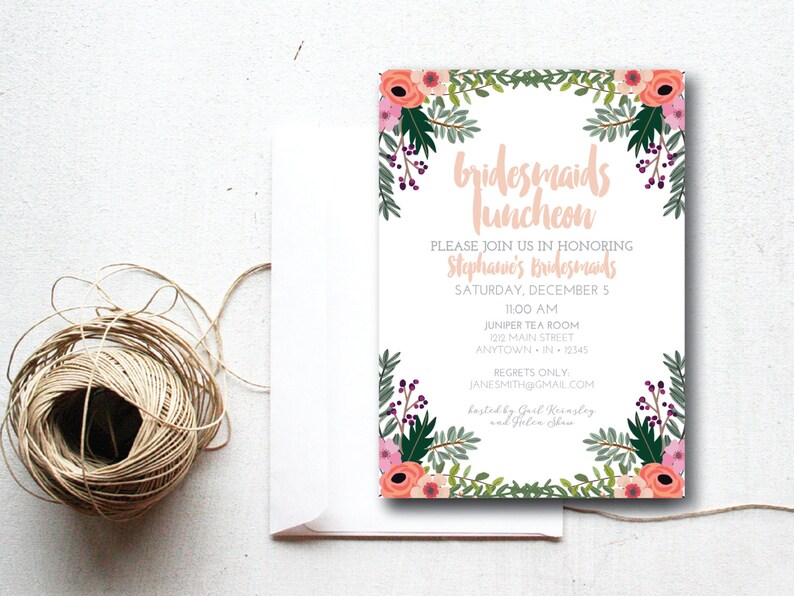 INSTANT DOWNLOAD bridal luncheon invitation / bridal brunch invitation / bridesmaids luncheon invitation / bridesmaids brunch invitation image 1