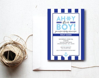 INSTANT DOWNLOAD baby shower invitation / nautical baby shower / ahoy it's a boy invite / DIY shower invite / baby boy shower / sailor theme