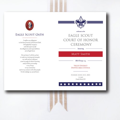 INSTANT DOWNLOAD Eagle Scout Court of Honor custom PROGRAM / downloadable program / custom Eagle Court program