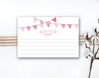 INSTANT DOWNLOAD printable baby shower game / advice for mom card / baby shower advice card / pink bunting baby shower  / #VC105