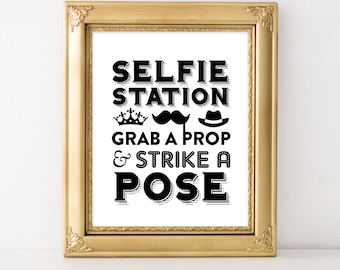 INSTANT DOWNLOAD selfie station sign / wedding photobooth sign / printable photobooth sign / photobooth printable / Selfie Station sign