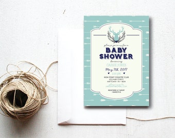 INSTANT DOWNLOAD baby shower invitation / tribal baby shower / rustic baby shower / baby boy shower / arrows baby shower / diy shower invite