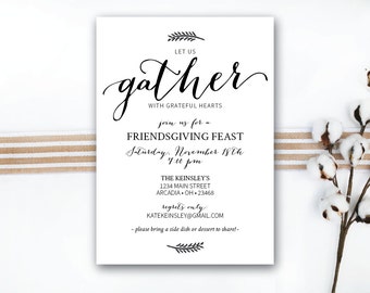 INSTANT DOWNLOAD Friendsgiving invitation / friendsgiving feast / friendsgiving potluck / simple friendsgiving / rustic friendsgiving