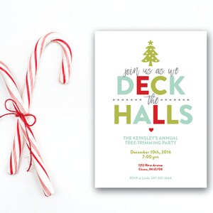 INSTANT DOWNLOAD Christmas party invitation / deck the halls invite / Holiday party / tree-trimming party / Christmas party / 5x7