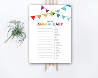 INSTANT DOWNLOAD printable baby shower game / animal baby game / animal matching game / #VC101