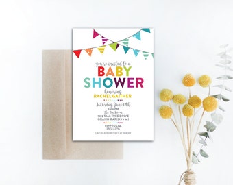 INSTANT DOWNLOAD baby shower invitation / rainbow baby shower invite / rainbow invitation / colorful baby shower / gender neutral shower