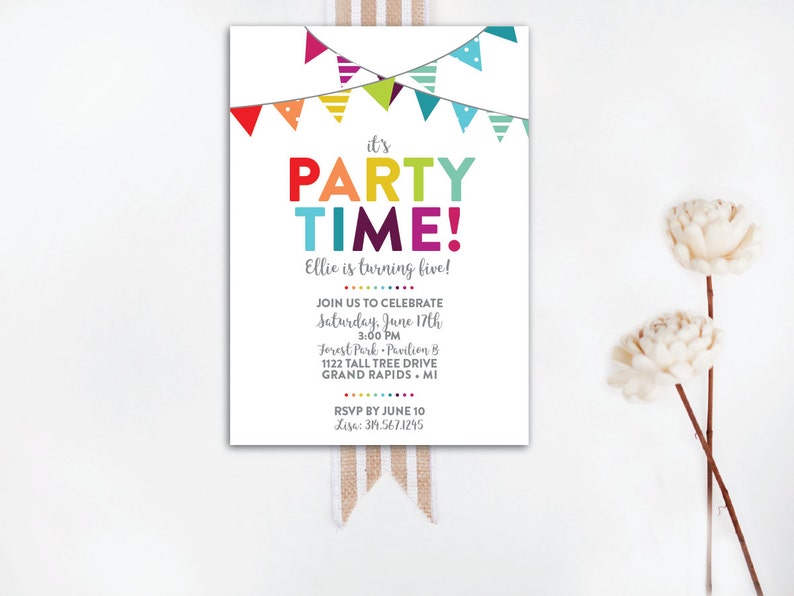 INSTANT DOWNLOAD Birthday Invitation / Bunting (Instant Download) Etsy