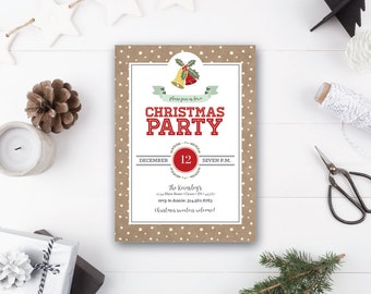 INSTANT DOWNLOAD Christmas party invitation / holiday invitation / rustic christmas invite / printable Christmas invitation / 5x7