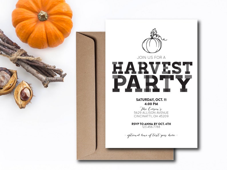 INSTANT DOWNLOAD Harvest Party Invitation / Fall Party Invite - Etsy