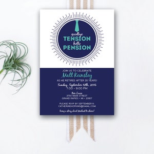 INSTANT DOWNLOAD retirement party invitation / retirement party invite / goodbye tension hello pension invite / fun retirement invite