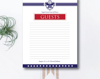 INSTANT DOWNLOAD Eagle Court of Honor printable guest page / Eagle Scout Court of Honor Guest Book / Eagle Court guestbook / Eagle Scout