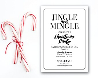 INSTANT DOWNLOAD Christmas party invitation / jingle and mingle invite / Holiday party / elegant Christmas invite / classic invite / 5x7