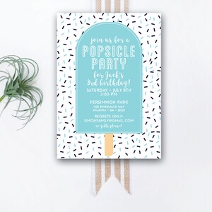 INSTANT DOWNLOAD birthday invitation / popsicle party invite / popsicle birthday party / confetti invite / sprinkles invite / boy birthday image 1