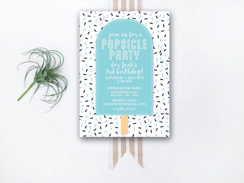 INSTANT DOWNLOAD birthday invitation / popsicle party invite / popsicle birthday party / confetti invite / sprinkles invite / boy birthday image 1