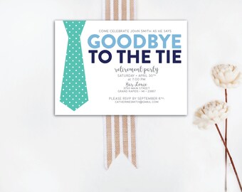 INSTANT DOWNLOAD retirement party invitation / retirement party invite / goodbye to the tie invitation / goodbye to the tie party