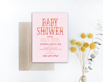 INSTANT DOWNLOAD baby shower invitation / pink baby shower / baby girl shower / DIY baby shower invite / pink yellow shower invitation