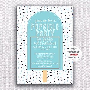 INSTANT DOWNLOAD birthday invitation / popsicle party invite / popsicle birthday party / confetti invite / sprinkles invite / boy birthday image 2