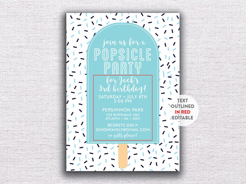 INSTANT DOWNLOAD birthday invitation / popsicle party invite / popsicle birthday party / confetti invite / sprinkles invite / boy birthday image 2