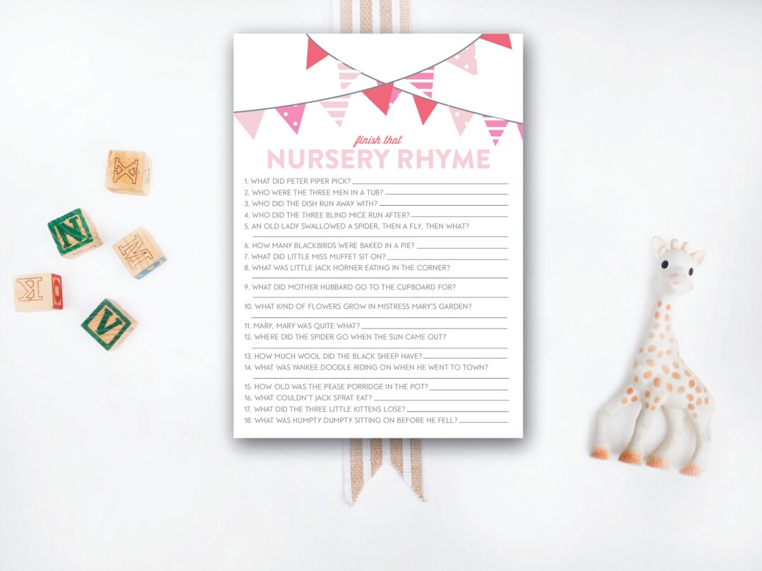 INSTANT DOWNLOAD Printable Baby Shower Game / Nursery Rhyme Game / Rhyme Matching Game / VC105 ...
