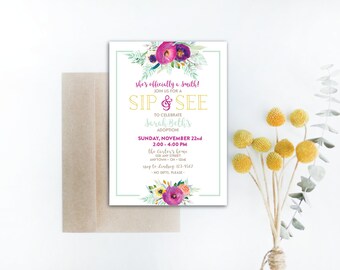 INSTANT DOWNLOAD sip & see invitation / adoption sip and see / floral sip and see / adoption open house / adoption party / floral invitation