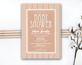 INSTANT DOWNLOAD baby shower invitation / tribal baby shower / rustic shower invite / baby girl shower / arrows invite / DIY invite