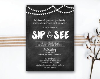 INSTANT DOWNLOAD sip and see invitation / adoption sip and see / adoption open house / new baby sip and see / chalkboard invitation