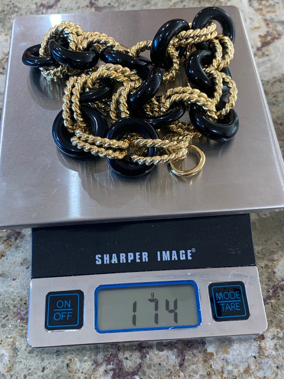 KJL Kenneth Jay Lane black and gold tone heavy/ch… - image 10