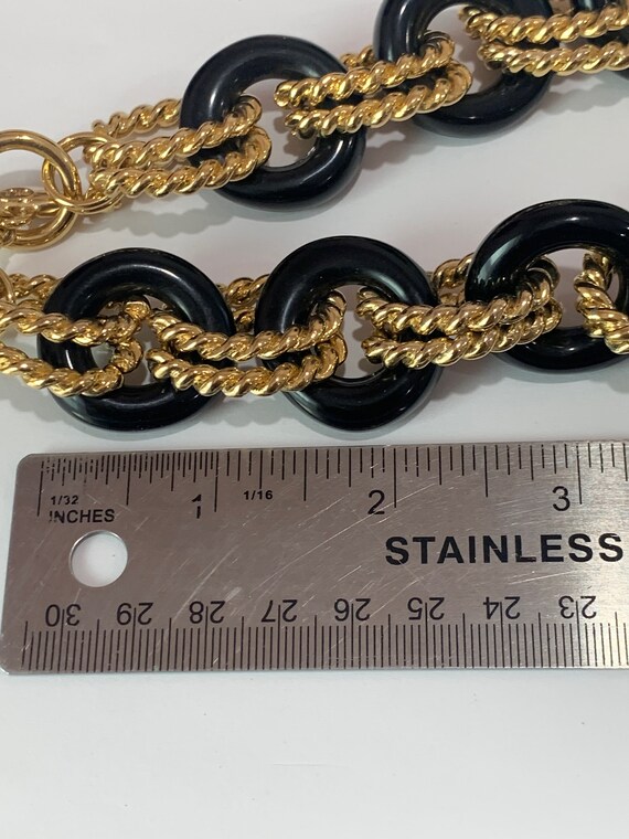 KJL Kenneth Jay Lane black and gold tone heavy/ch… - image 8