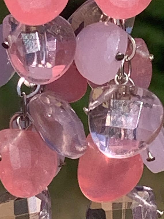LARGE Pink Quartz multicolored drop earrings. Ste… - image 5