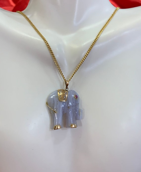 14k Gold Elephant charm/pendant ONLY! Agate with R