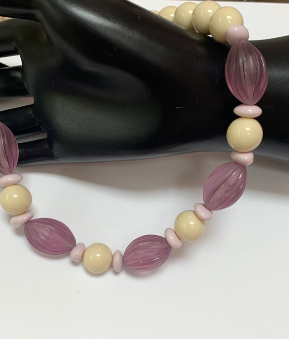 Vintage Monet NWT purple, pink and cream Lucite n… - image 3