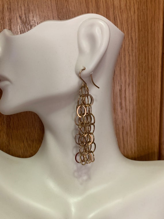 Multi 14k gold filled chain earrings. Gold Fringe… - image 2