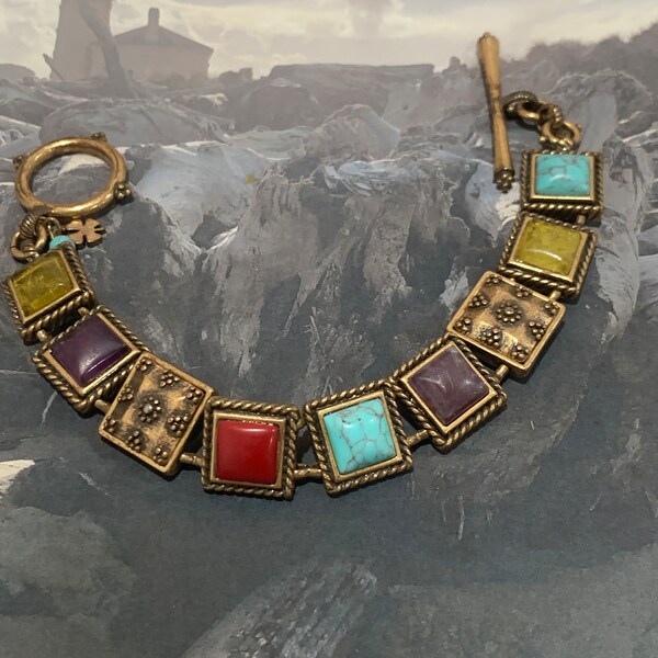 Set Bracelet Et Boucles D'oreilles Vintage LUCKY BRAND - Faux Druzy Argenté - Occasion Bon état