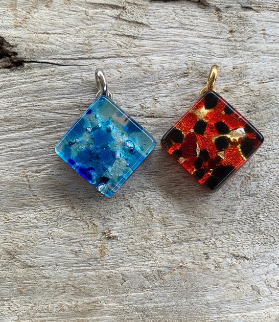 Set of 2 Murano Pendant. Murano Glass, Made in Italy. Gem